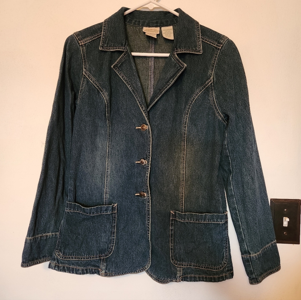 St John's Bay Cotton Denim Blazer Size S